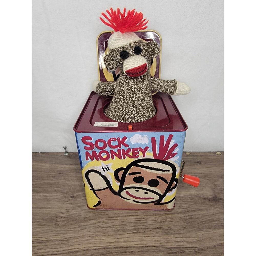 Schylling Musical Sock Monkey Jack in the Box Toy Tested Works - Picture 2 of 14